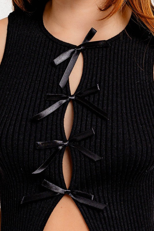Satin Bow Detail Sleeveless Top