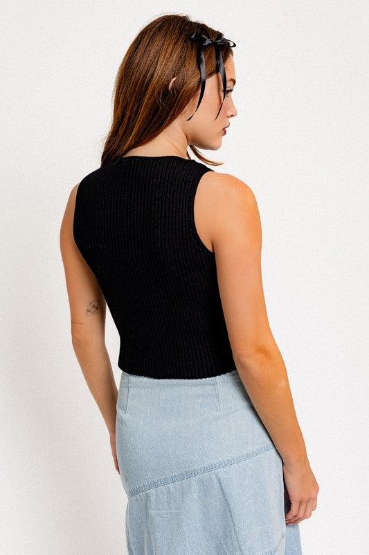 Satin Bow Detail Sleeveless Top