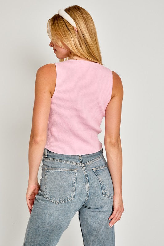 Satin Bow Detail Sleeveless Top