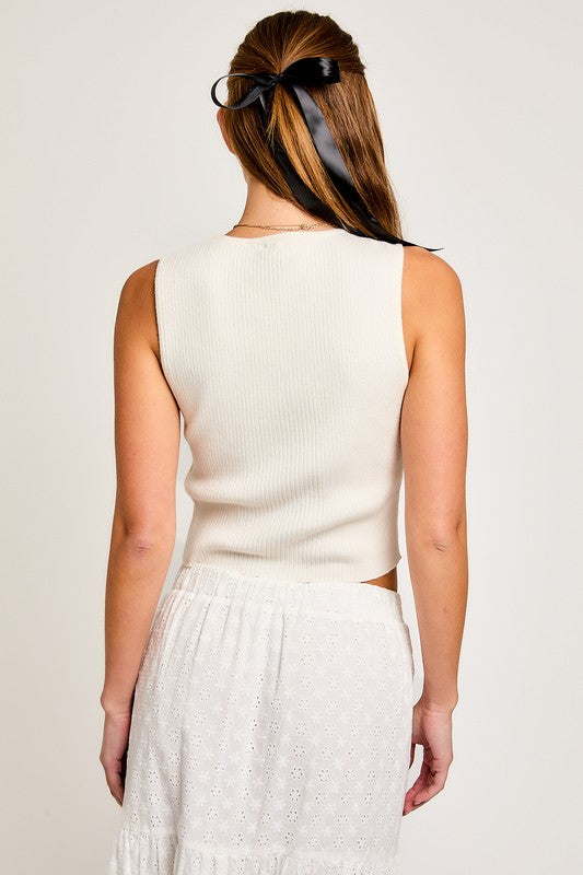 Satin Bow Detail Sleeveless Top