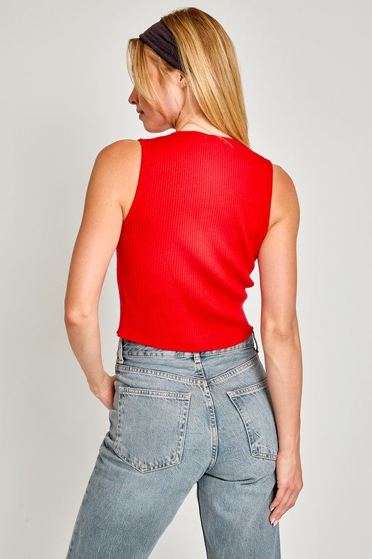Satin Bow Detail Sleeveless Top