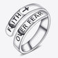 925 Sterling Silver FAITH OVER FEAR Adjustable Ring