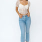 Chic Tie-Up Ruched Embroidery Crop Top