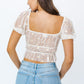 Chic Tie-Up Ruched Embroidery Crop Top