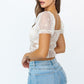 Chic Tie-Up Ruched Embroidery Crop Top