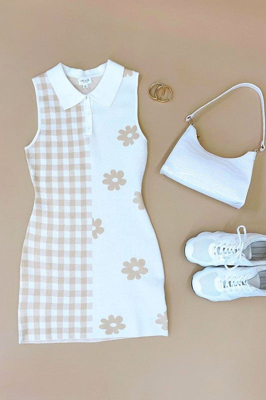 Blossom Checkered Sleeveless Dress