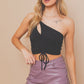 One Shoulder Ruched Crop Top