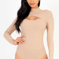 Front Cutout Long Sleeve Bodysuit