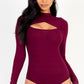 Front Cutout Long Sleeve Bodysuit