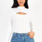 Front Cutout Long Sleeve Bodysuit