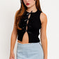 Satin Bow Detail Sleeveless Sweater Top