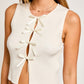 Satin Bow Detail Sleeveless Sweater Top