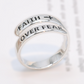 925 Sterling Silver FAITH OVER FEAR Adjustable Ring