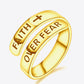 925 Sterling Silver FAITH OVER FEAR Adjustable Ring