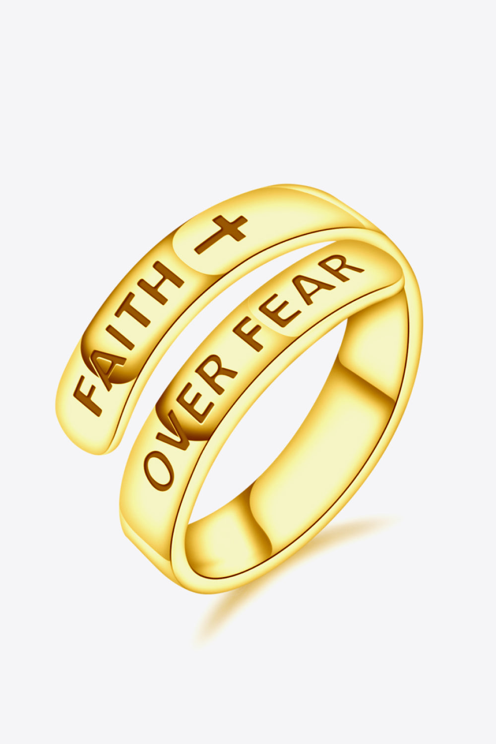 925 Sterling Silver FAITH OVER FEAR Adjustable Ring