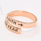 925 Sterling Silver FAITH OVER FEAR Adjustable Ring