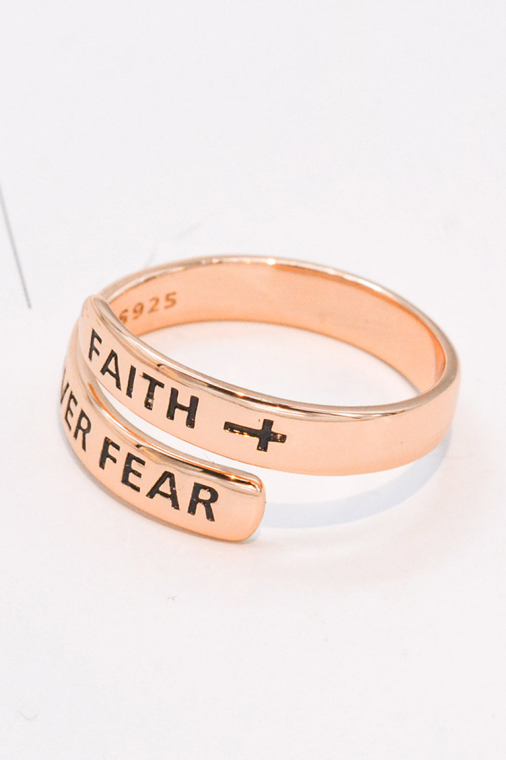 925 Sterling Silver FAITH OVER FEAR Adjustable Ring