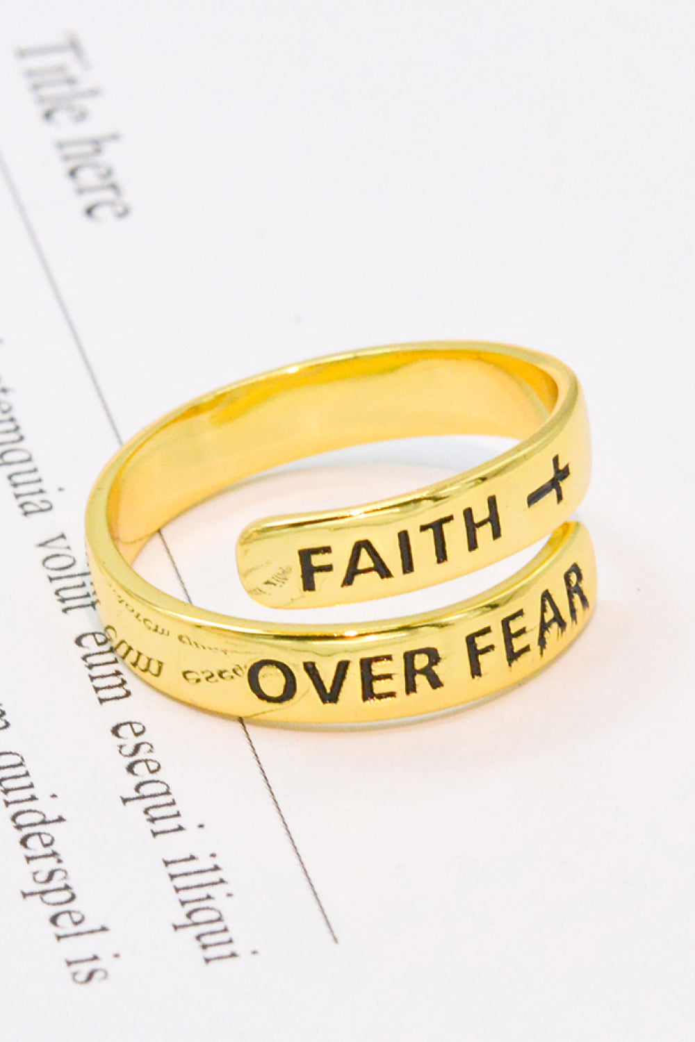 925 Sterling Silver FAITH OVER FEAR Adjustable Ring