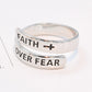 925 Sterling Silver FAITH OVER FEAR Adjustable Ring