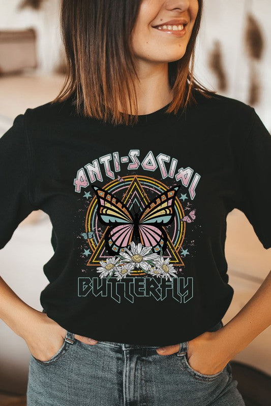 Anti Social Butterfly Graphic Tee