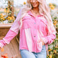Pink Waffle-Knit Shacket