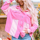 Pink Waffle-Knit Shacket