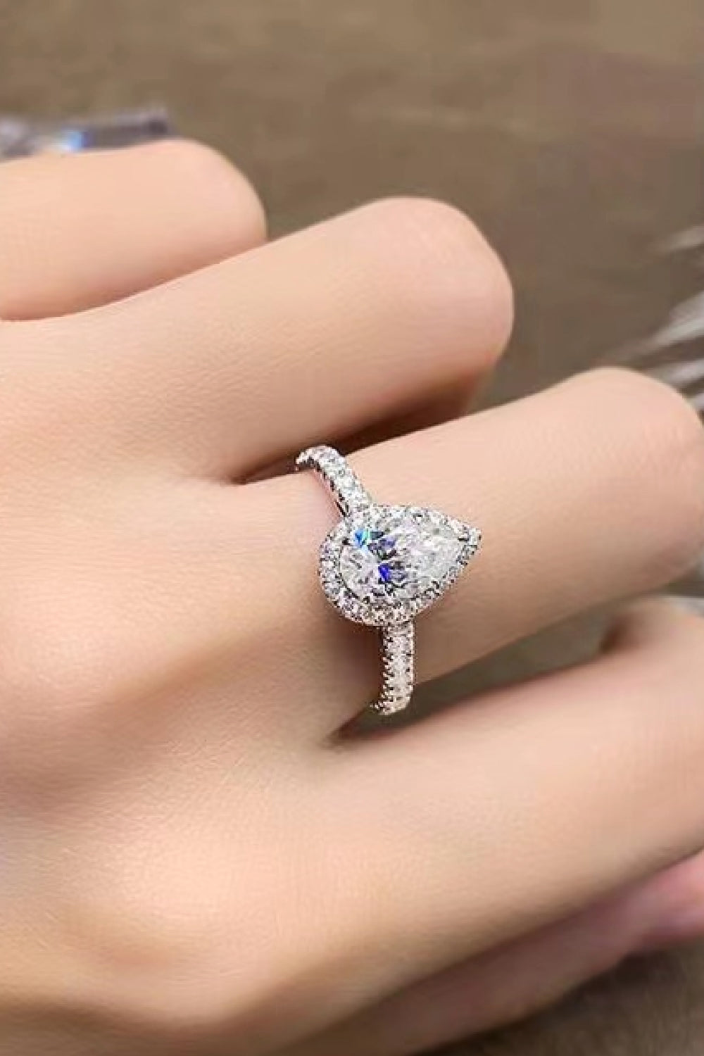 2 carat Moissanite Teardrop Cluster Ring