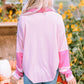 Pink Waffle-Knit Shacket