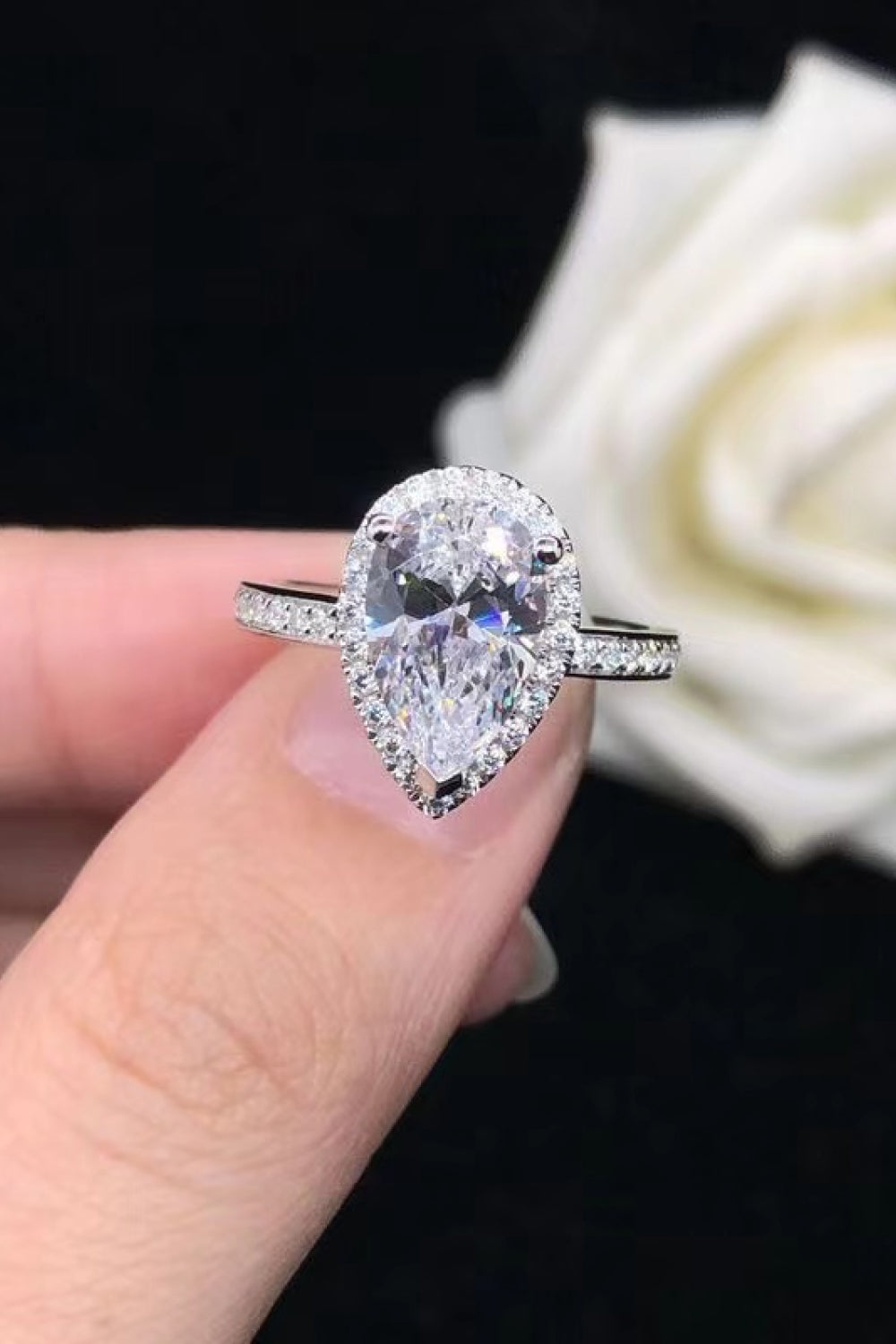 2 carat Moissanite Teardrop Cluster Ring