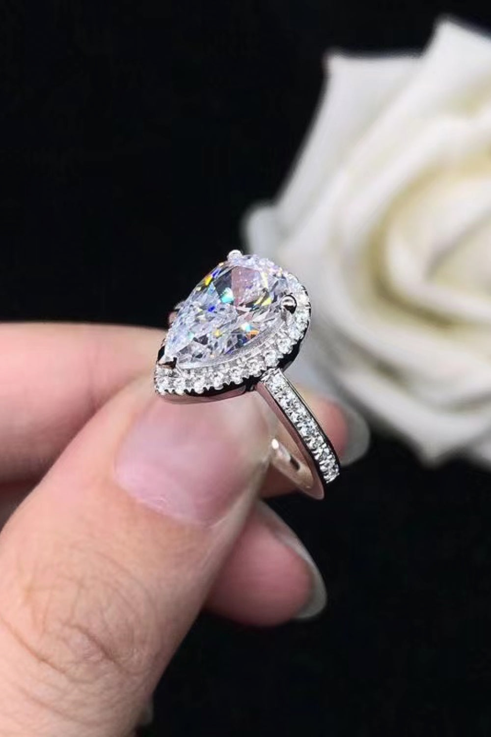 2 carat Moissanite Teardrop Cluster Ring