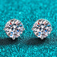 2 Carat Moissanite Rhodium-Plated Stud Earrings