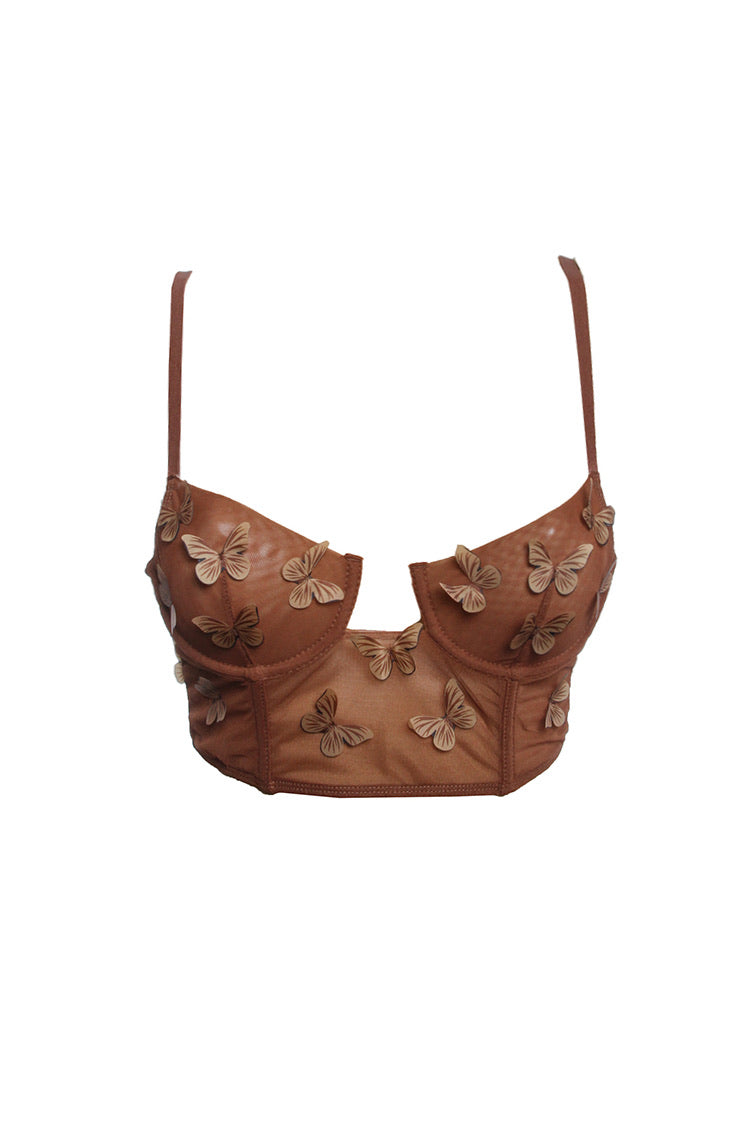 3D Butterfly Mesh Bra Top